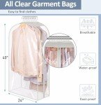 SLEEPING LAMB 10" Gusseted Clear Garment Bags for Hanging Clothes Suit Bags for Closet Storage Clothing Cover for Coats, Jackets (3 Packs)