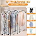 Dntorx 4 Pack Full Clear Garment Bags (40&60"), Clothes Covers with 10" Gusseted, Transparent Bags for Hanging Clothes, Suit Bags, Coat Covers for Closet with Side Zip for Coats, Jackets, Dress