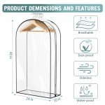 Liuoud Clear Garment Bags for Hanging Clothes 10” Gusseted, Suit Bags for Closet Storage, Hanging Plastic Clothes Cover for Coat, Dress, Fur, Shirt, 4 Pack, 40” Long