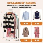 BAMALU 4 Packs 40" Clear Garment Bags for Hanging Clothes, 10" Gusseted for Closet Storage, Clean and Tidy Plastic Covers for Coats, Dresses, Jackets