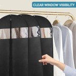10 Pack - Moucas 43" Black Garment Bag, Mens Suit Bags for Closet Storage and Travel, Garment Bags for Hanging Clothes, Suit Cover Bags with Zipper for Coats, Jackets, Shirts