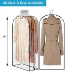 ECOMAID 60" Clear Garment Bags for Hanging Clothes, Garment Bags for Storage with Smooth Side Zipper 10" Gusseted Waterproof Garment Bags for Shirts, Coats, Dresses, Suits,4 Pack