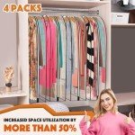 BAMALU 4 Packs 40" Clear Garment Bags for Hanging Clothes, 10" Gusseted for Closet Storage, Clean and Tidy Plastic Covers for Coats, Dresses, Jackets
