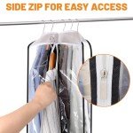 Dntorx 4 Pack Full Clear Garment Bags (40&60"), Clothes Covers with 10" Gusseted, Transparent Bags for Hanging Clothes, Suit Bags, Coat Covers for Closet with Side Zip for Coats, Jackets, Dress