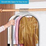 ECOMAID 60" Clear Garment Bags for Hanging Clothes, Garment Bags for Storage with Smooth Side Zipper 10" Gusseted Waterproof Garment Bags for Shirts, Coats, Dresses, Suits,4 Pack