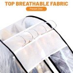 Dntorx 4 Pack Full Clear Garment Bags (40&60"), Clothes Covers with 10" Gusseted, Transparent Bags for Hanging Clothes, Suit Bags, Coat Covers for Closet with Side Zip for Coats, Jackets, Dress