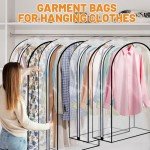 Dntorx 4 Pack Full Clear Garment Bags (40&60"), Clothes Covers with 10" Gusseted, Transparent Bags for Hanging Clothes, Suit Bags, Coat Covers for Closet with Side Zip for Coats, Jackets, Dress