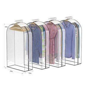 Jollygleam Clear Garment Bags for Hanging Clothes 4 Packs, 10“ Gusseted Clothes Hanging Storage Bags for Closet, Shirts, Coats, Dresses (40 & 50 inch)