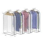 Jollygleam Clear Garment Bags for Hanging Clothes 4 Packs, 10“ Gusseted Clothes Hanging Storage Bags for Closet, Shirts, Coats, Dresses (40 & 50 inch)