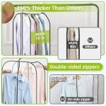 LANDNEOO 6 Pack Clear Garment Bags for Hanging Clothes with Zippers on Double Sides - 10'' Gusseted Clothes Storage for Coat, Dress, and Fur in Closet - 40'' Long Suit Bags