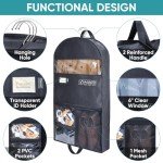 BALEINE 60'' Garment Bag with 3 Storage Pockets, Double Zip Top Opening, 5" Side Widened Travel Bag for Dresses, Suit, Coats Travel Essential (1 Pack)