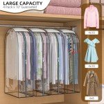 Jollygleam Clear Garment Bags for Hanging Clothes 4 Packs, 10“ Gusseted Clothes Hanging Storage Bags for Closet, Shirts, Coats, Dresses (40 & 50 inch)