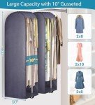 KIMBORA 10" Gusseted Clear Wedding Dress Bags for Gowns, 60" Garment Bags for Hanging Clothes Storage with Handles, Suit Bags for Closet Storage, Dress Cover for Long Dresses, Coats (2 Packs, Grey)