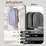 Jollygleam Clear Garment Bags for Hanging Clothes 4 Packs, 10“ Gusseted Clothes Hanging Storage Bags for Closet, Shirts, Coats, Dresses (40 & 50 inch)