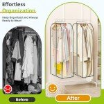 LANDNEOO 6 Pack Clear Garment Bags for Hanging Clothes with Zippers on Double Sides - 10'' Gusseted Clothes Storage for Coat, Dress, and Fur in Closet - 40'' Long Suit Bags