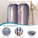 KIMBORA 10" Gusseted Clear Wedding Dress Bags for Gowns, 60" Garment Bags for Hanging Clothes Storage with Handles, Suit Bags for Closet Storage, Dress Cover for Long Dresses, Coats (2 Packs, Grey)