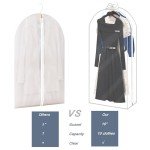 Ouzoustate 10" Clear Garment Bags for Hanging Clothes- 50" Gusseted Plastic Suit Dress Bags for Closet Storage Covers, 3 Packs