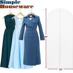 Simple Houseware 55-Inch Clear Garment Bags with Zipper for Suits, Dresses, Costumes, Uniforms - 10 Pack