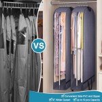KIMBORA 10" Gusseted Clear Wedding Dress Bags for Gowns, 60" Garment Bags for Hanging Clothes Storage with Handles, Suit Bags for Closet Storage, Dress Cover for Long Dresses, Coats (2 Packs, Grey)