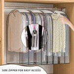 Jollygleam Clear Garment Bags for Hanging Clothes 4 Packs, 10“ Gusseted Clothes Hanging Storage Bags for Closet, Shirts, Coats, Dresses (40 & 50 inch)