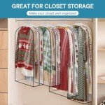 Moucas 10" Gusseted All Clear Garment Bag, 50" Suit Bags for Closet Storage, Garment Bags for Hanging Clothes, Garment Covers with Side Zipper for Coats, Jackets, Dresses - 3 Pack