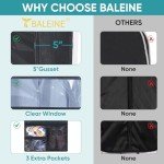 BALEINE 60'' Garment Bag with 3 Storage Pockets, Double Zip Top Opening, 5" Side Widened Travel Bag for Dresses, Suit, Coats Travel Essential (1 Pack)