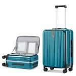 Hanke 24 Inch Checked Luggage PC Hard Case Luggage Top Opening Aluminum Frame Tsa Luggage Suitcases with Wheels for Travel Woman Men, Caribbean Blue.