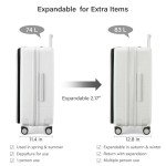Hanke 24 Inch Expandable Checked Luggage Hard Shell Suitcases with Wheels Top Opening TSA Luggage Rolling Large Suitcases for Travel Luggage(Smoke White)