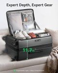 LUGGEX 24 Inch Luggage with Spinner Wheels, Expandable PC Hard Shell Checked Suitcase with Front Opening, Lightweight (Silver Grey, 24 Inch)