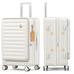 Joyway Expandable Checked Luggage 24 Inch, PC Hardshell Medium Check In Suitcase with Double Spinner Wheels, Lightweight Travel Luggage Sets with TSA Lock, White