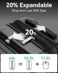 LUGGEX 24 Inch Luggage with Spinner Wheels, Expandable PC Hard Shell Checked Suitcase with Front Opening, Lightweight (Silver Grey, 24 Inch)