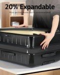 CENSIEN Expandable Checked Luggage, 28 Inch Luggage with Spinner Wheels, Lightweight ABS+PC Hard Shell Large Suitcase with Top Opening, TSA Lock (Black, 1PC)