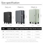 ROAMING 24 Inch Checked Luggage Front Opening Rolling Suitcase PC hard sided luggage with Spinner Wheels Cup Holder Tsa Lock Specially Designed Ergonomic Pull Rod Handle for Travel Woman Men (black)