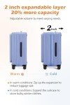 HotWay 26 Inch Expandable Checked Luggage with Cup Holder, Hardside TSA Approved Luggage with Spinner Wheels, Top Opening Suitcase For Travel, Blue