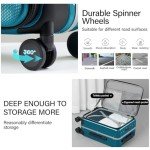 Hanke 24 Inch Checked Luggage PC Hard Case Luggage Top Opening Aluminum Frame Tsa Luggage Suitcases with Wheels for Travel Woman Men, Caribbean Blue.