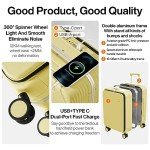 mixi Large Checked Luggage with Cup Phone Holder and Charger Hard Shell Suitcases with Spinner Wheels, 26 Inch Lark Yellow