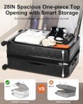CENSIEN Expandable Checked Luggage, 28 Inch Luggage with Spinner Wheels, Lightweight ABS+PC Hard Shell Large Suitcase with Top Opening, TSA Lock (Black, 1PC)