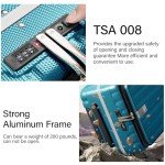 Hanke 24 Inch Checked Luggage PC Hard Case Luggage Top Opening Aluminum Frame Tsa Luggage Suitcases with Wheels for Travel Woman Men, Caribbean Blue.