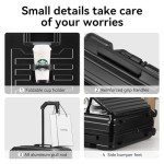ROAMING 24 Inch Checked Luggage Front Opening Rolling Suitcase PC hard sided luggage with Spinner Wheels Cup Holder Tsa Lock Specially Designed Ergonomic Pull Rod Handle for Travel Woman Men (black)