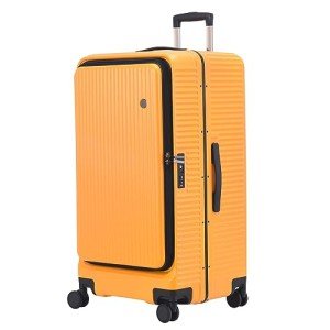 Kaleenie 29 Inch 40 * 37 * 77cm, 113L, Aluminum Checked Luggage with Side Opening, 360° Universal Wheels, Lightweight Hardshell ABS+PC Suitcase with TSA Lock, Orange