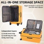 Kaleenie 29 Inch 40 * 37 * 77cm, 113L, Aluminum Checked Luggage with Side Opening, 360° Universal Wheels, Lightweight Hardshell ABS+PC Suitcase with TSA Lock, Orange