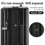 ROAMING 24 Inch Checked Luggage Front Opening Rolling Suitcase PC hard sided luggage with Spinner Wheels Cup Holder Tsa Lock Specially Designed Ergonomic Pull Rod Handle for Travel Woman Men (black)