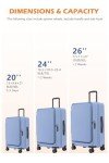 HotWay 26 Inch Expandable Checked Luggage with Cup Holder, Hardside TSA Approved Luggage with Spinner Wheels, Top Opening Suitcase For Travel, Blue
