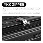ROAMING 24 Inch Checked Luggage Front Opening Rolling Suitcase PC hard sided luggage with Spinner Wheels Cup Holder Tsa Lock Specially Designed Ergonomic Pull Rod Handle for Travel Woman Men (black)