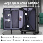 ROAMING 24 Inch Checked Luggage Front Opening Rolling Suitcase PC hard sided luggage with Spinner Wheels Cup Holder Tsa Lock Specially Designed Ergonomic Pull Rod Handle for Travel Woman Men (black)