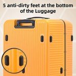 Kaleenie 29 Inch 40 * 37 * 77cm, 113L, Aluminum Checked Luggage with Side Opening, 360° Universal Wheels, Lightweight Hardshell ABS+PC Suitcase with TSA Lock, Orange