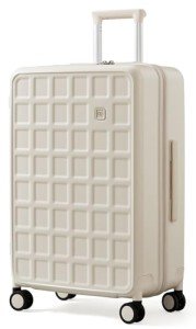 aji Checked 26 inch Luggage with 8 Spinner Wheels, Large Suitcase with TSA Lock, 100% Lightweight PC Hard Shell travel luggage Suitcases for Men Women, 26-Inch Checked-In, Coconut White