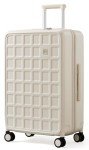 aji Checked 26 inch Luggage with 8 Spinner Wheels, Large Suitcase with TSA Lock, 100% Lightweight PC Hard Shell travel luggage Suitcases for Men Women, 26-Inch Checked-In, Coconut White