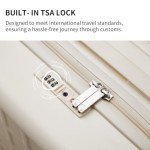aji Checked 26 inch Luggage with 8 Spinner Wheels, Large Suitcase with TSA Lock, 100% Lightweight PC Hard Shell travel luggage Suitcases for Men Women, 26-Inch Checked-In, Coconut White