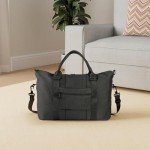Travel Duffle Bag, Weekender Travel Bag Men Small Gym Bag for Women, Hospital Bag for Labor and Delivery, Overnight Bag Luggage Bag with Trolley Sleeve, Airplane Travel Essentials for Flying(Black)